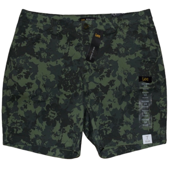 LEE Chino Shorts Walking Summer Green Floral Camo Camouflage Sizes 6 14 - Picture 6 of 9